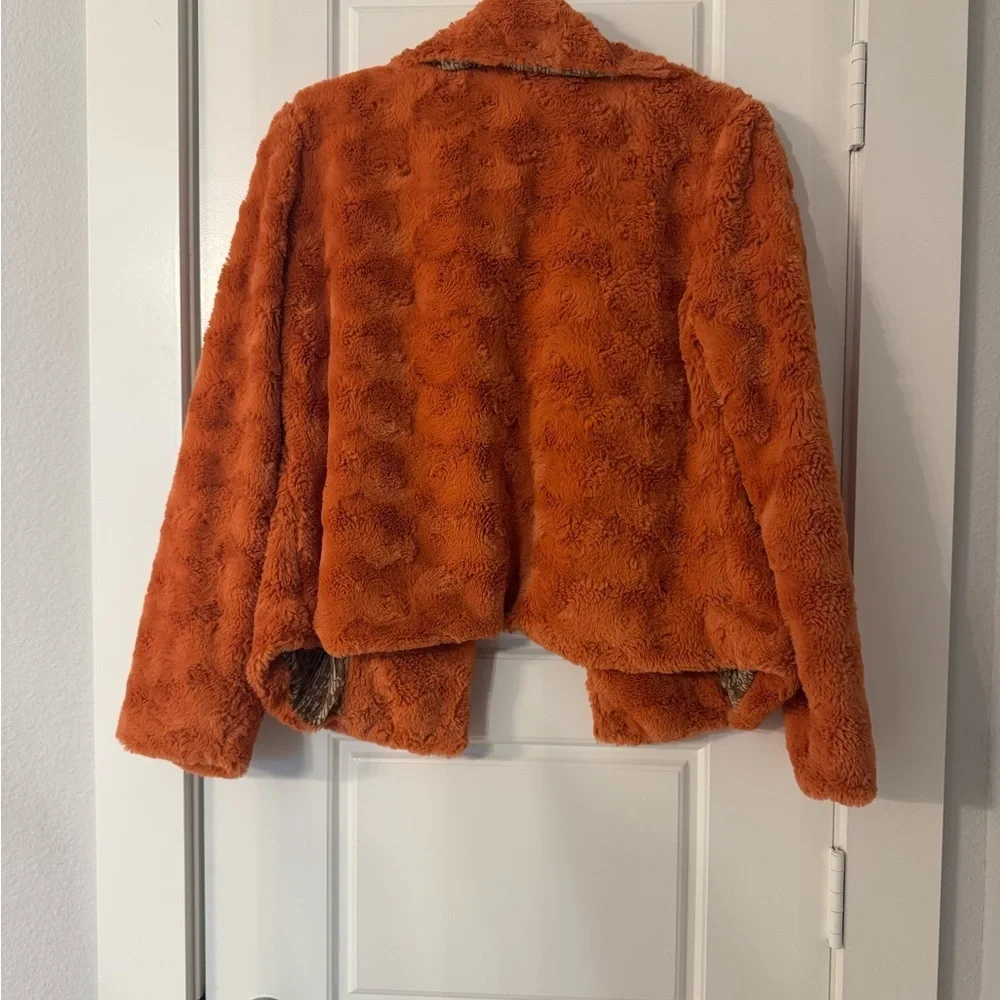 Ethyl Cozy Plush Rustic Orange Faux Fur Jacket- Size Medium